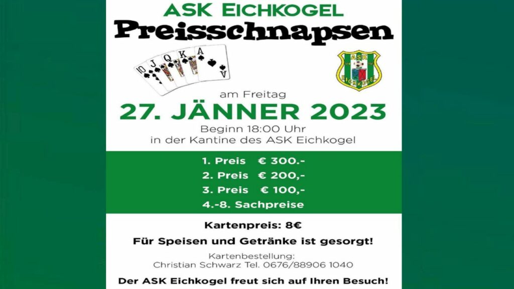 Freitag 27.01.2023 Preisschnapsen!